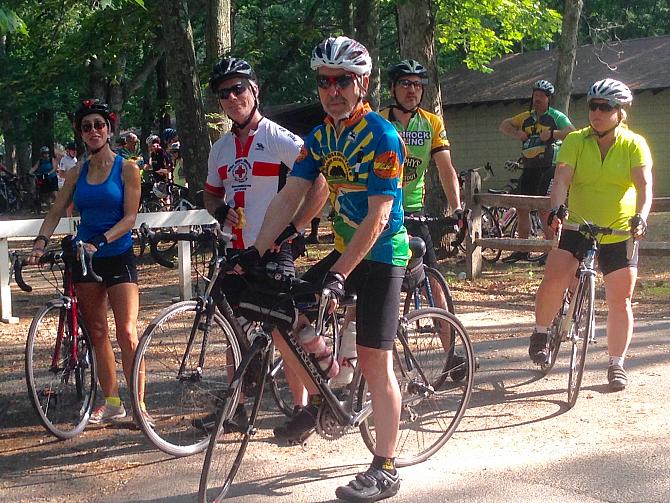 Some of Bobby's riders at the start of his B- ride. Submitted by Norm